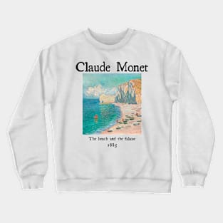 The beach and the falaise by Claude Monet Crewneck Sweatshirt